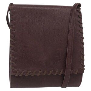 Authentic SAINT LAURENT Shoulder Bag Leather Purple Gold